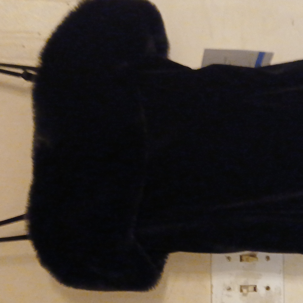 Velvet and Faux Fur Dress..scalloped trim, spaghetti straps...NWT